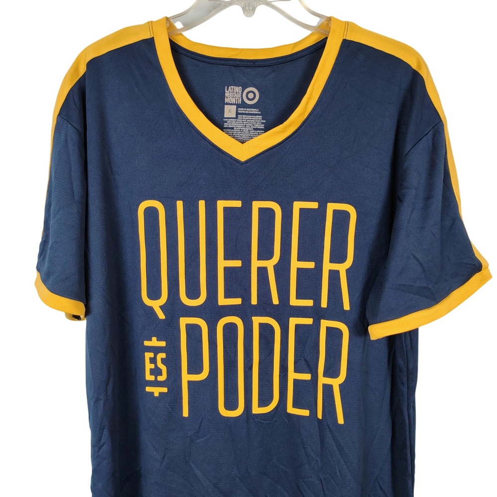 Target Latino Heritage Month Querer Es Poder V-Neck Jersey Navy Yellow XL